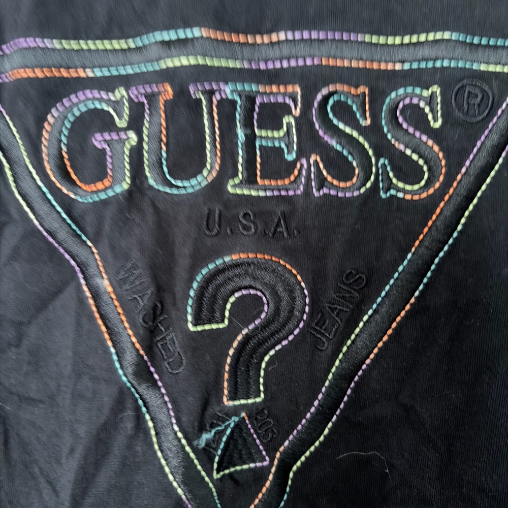 Guess Black Tee with Multicolor Logo